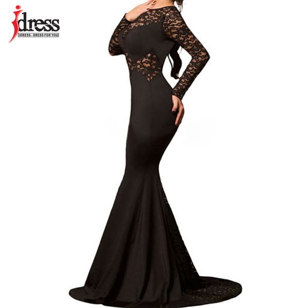 

idress new evening black long lace sleeve mermaid maxi dress party gowns robe de soiree longue vestidos largo, Black;pink