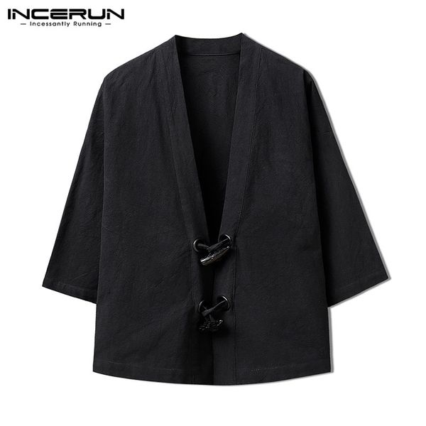 

autumn men's cardigan kimono chinese coats jackets vintage open stitch retro button long sleeve male clothes overcoat incerun, Black;brown