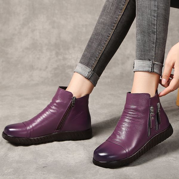 

designer genuine leather boots women size 41 zipper wedges boots female superstar shoes 2020 spring ankle, Black