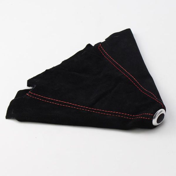 

suede leather red/blue stitch shift knob shifter boot cover mt/at