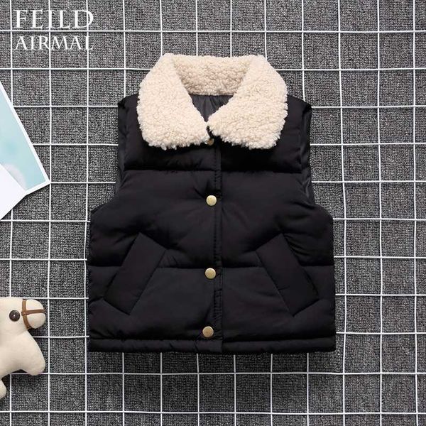 

kids vest boys girls sleeveless jacket in winter warm vest fur collar cotton filling children's clothing coat, Blue
