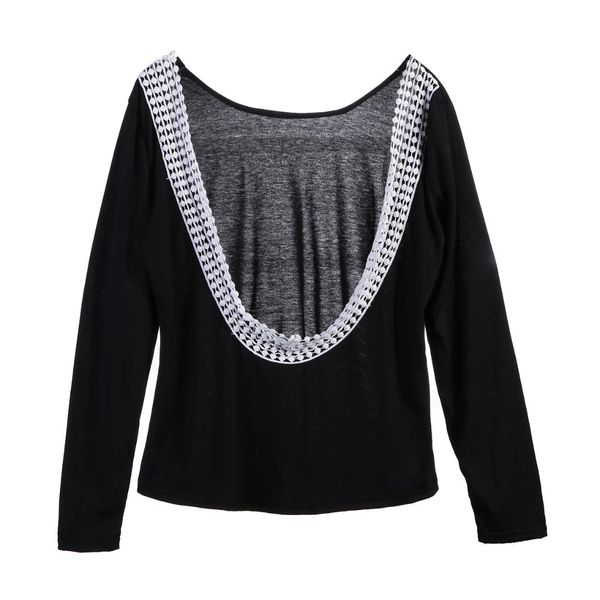 

hirigin o-neck backless summer women casual lace shirt chiffon simple shirts size s-xl, White