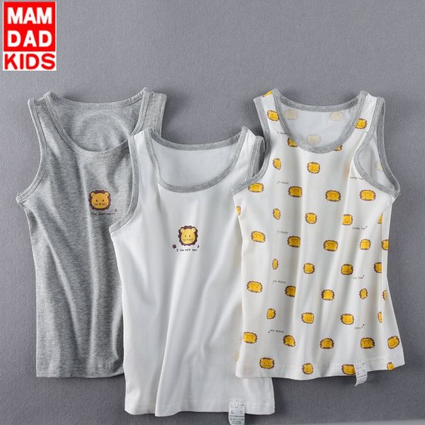 

children's ammonia cotton 3-piece lycra boy cartoon vest male baby i-shaped vest class, Blue