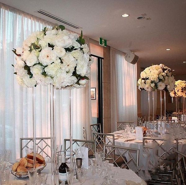 

new style clear tall wedding acrylic crystal table centerpiece wedding columns flower stand for table decoration