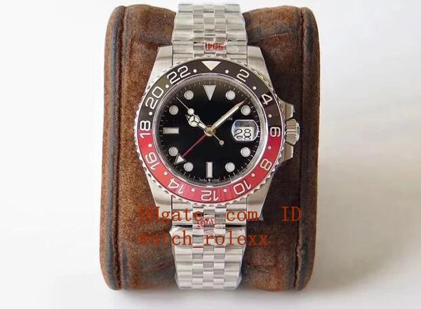 

40mm gm factory mens automatic cal.3285 movement 904l steel jubilee bracelet watch men gmt 126719 batman pepsi 126715 116713 126711 watches, Slivery;brown