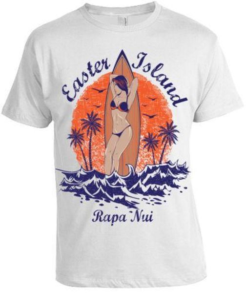 

easter island t-shirt mens womens raper nui surfer tee distressed wave palm tree cool casual pride t shirt men new, White;black