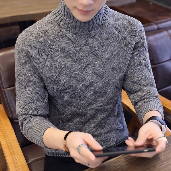 

2019 brand clothing fasdhion men sweater men pullover knitwear new arrival autumn winter fashion turtleneck sweater clothes, White;black