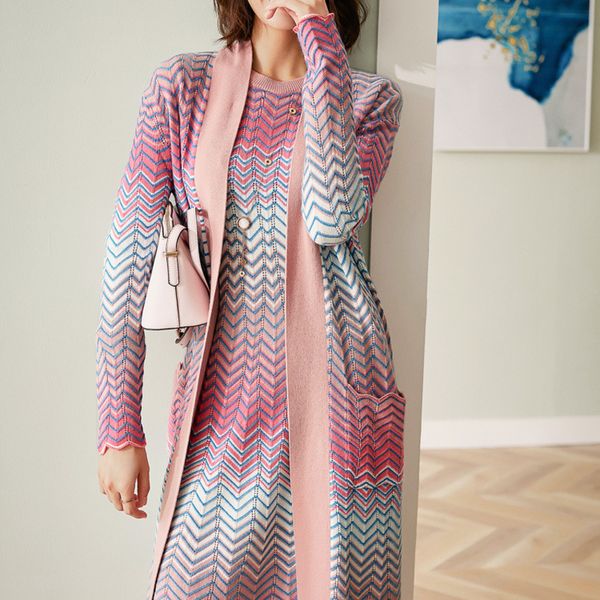 

новый haiya кашемир свитера длинного кардигана длинного пальто женщины s осень зима рукав свободно вязать пальто, White