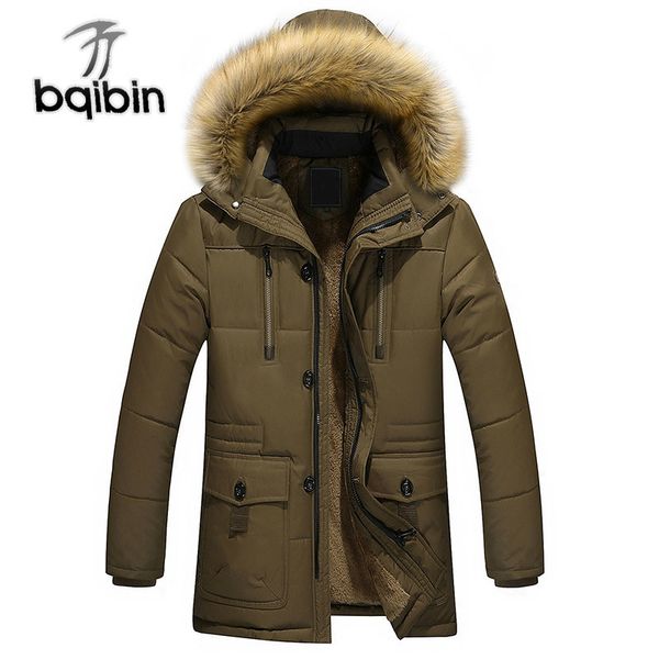

new winter jacket warm men parka thick hooded fur collar winter coat windbreak overcoat male clothes plus size 5xl, Black