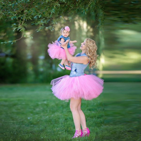 

семья одежда 2016 летней мамочка и я matching пачка набор мать и дочь tutus lady взрослого и бальное платье детской туты юбки, Black