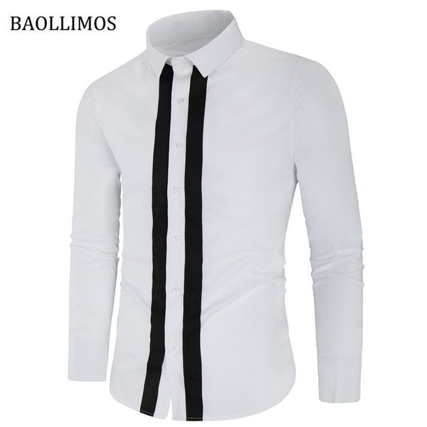 

men fashion blouse shirt long sleeve business social shirt solid color turn-neck plus size work blouse brand clothes, White;black
