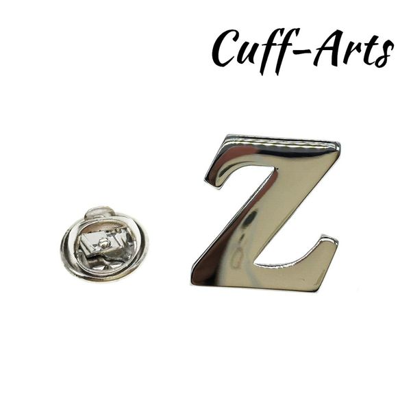 

lapel pin z letter badges matched for men name wedding suit alphabet button shirt collar accessories by cuffarts p10033, Gray