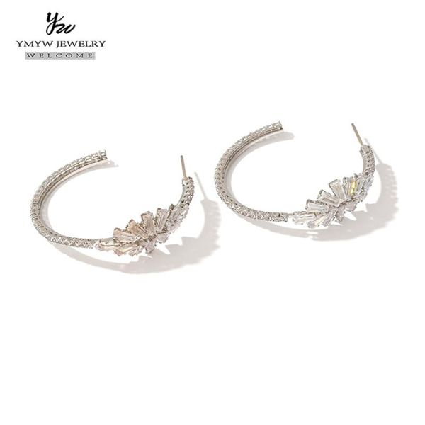 

ymyw minimalist zircon round hoop stud earrings charm silverly earring temperament earings jewelry for women party wedding gift, Golden;silver