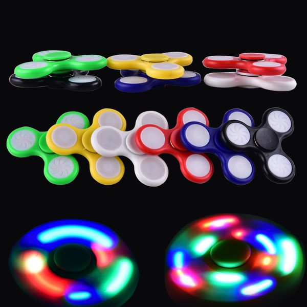 

led light up hand spinners fidget spinner triangle finger spinning colorful decompression fingers tip toys