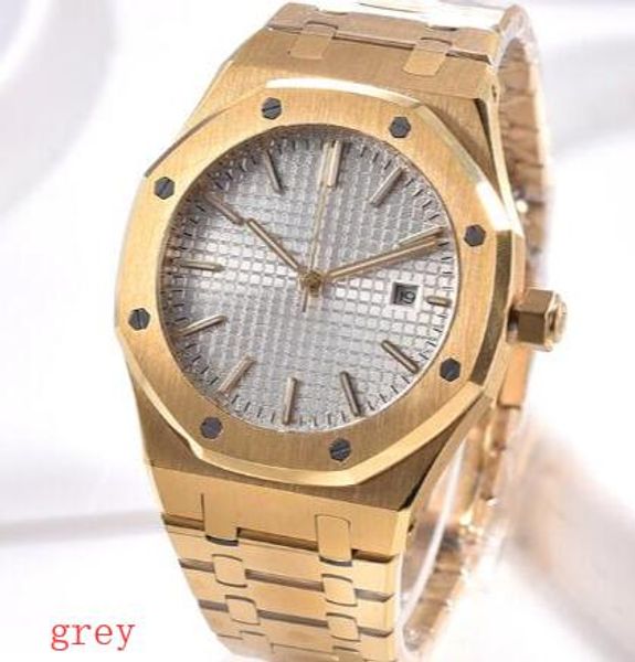 

royal oak серый циферблат автоматическая механическая прозрачная задняя крышка из желтого золота мужские наручные часы 41mm наручные часы бр, Slivery;brown