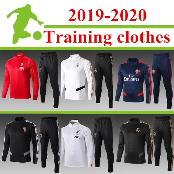 

2019 2020 real madrid tracksuit barcelona kit hazard training suit long sleeve 19/20 tracksuits maillot de foot set, Black