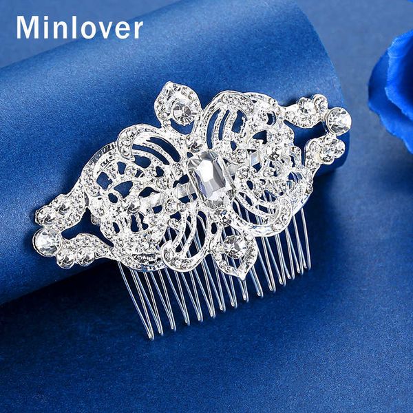 

minlover silver color classic big crystal geometric bridal hair combs/pin for women wedding hair accessories hair ornament fs300, White;golden