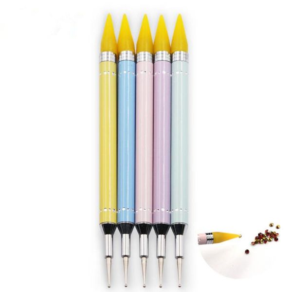 

nail dotting wax pencil head beads rhinestones gems picker self-adhesive nail tips picking tool for dotting pen f2306, Silver
