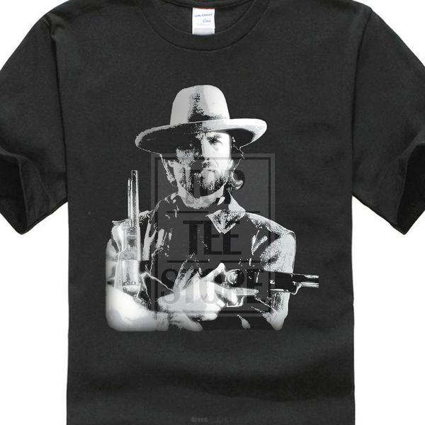 

clint eastwood t shirt cowboy wild west film movie vintage retro birthday new arrival men's short, White;black