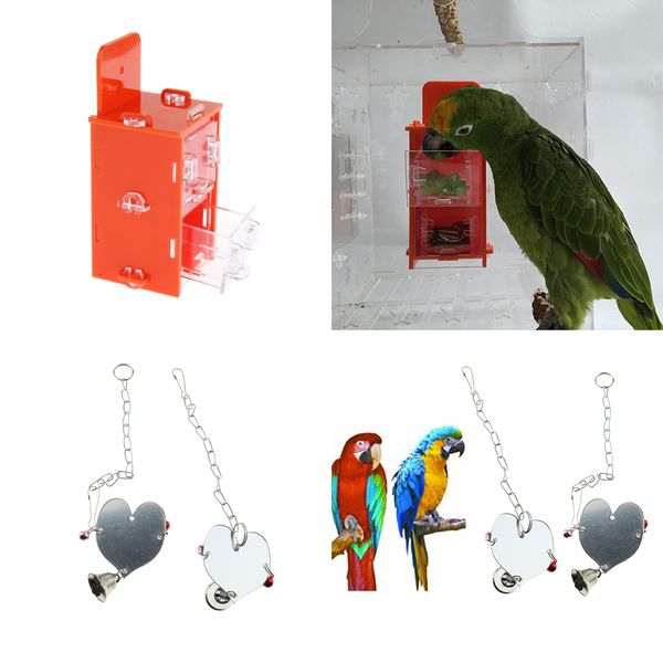

creative drawers foraging toys + 2pcs bird mirror with bell interactive toys