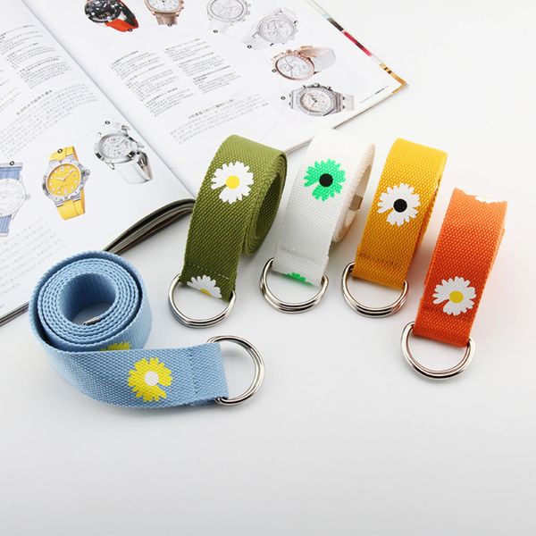 

new fashion floral flower belts solid casual summer boho woman belt for dress skirts pants weave canvas, Black;brown