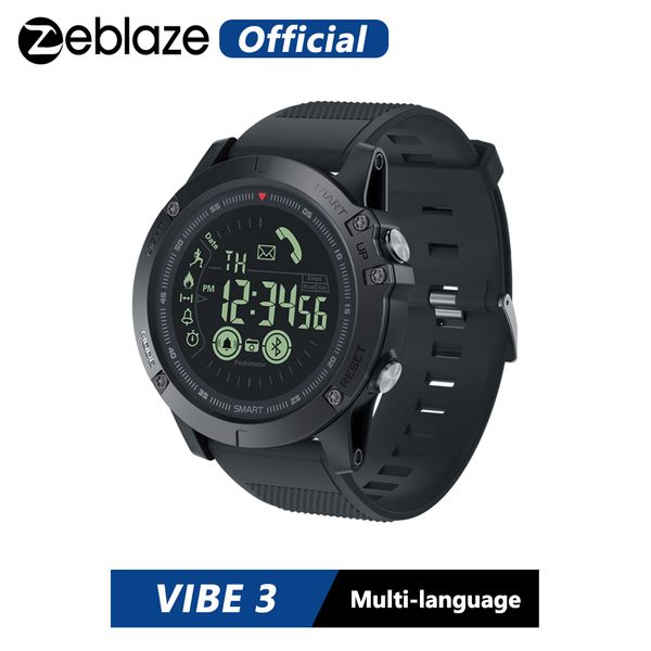 

new zeblaze vibe 3 flagship rugged smartwatch 33-month standby time 24h all-weather monitoring smart watch for ios and android, Slivery;brown