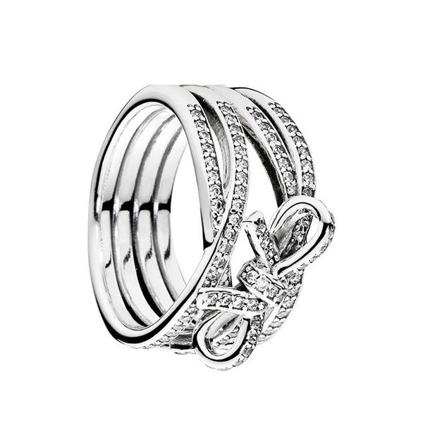 Autêntica caixa original do anel de anel de diamante CZ 925 Sterling Silver CZ