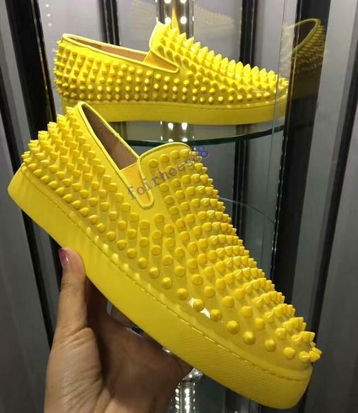 

2019 new high-end nailed shoes red shoes men's casual shoes women's low-sneakers, soft bottom, leather, genuine 35-47, Black