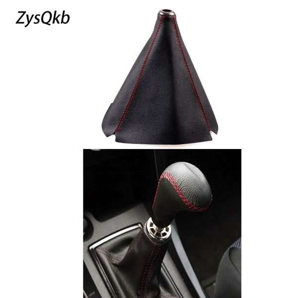 

universal leather jdm shift knob shifter boot cover with red stitch for mt/at