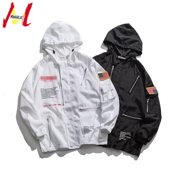 

manvalue men's fashion jacket men's autumn and winter hooded couple padded-jackets female hip hop high street dance windbreaker, Black;brown
