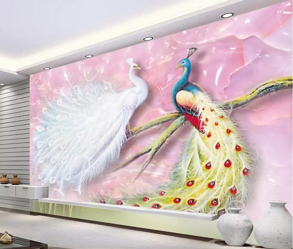 

custom pink romantic love tv background wall 3d murals wallpaper for living room