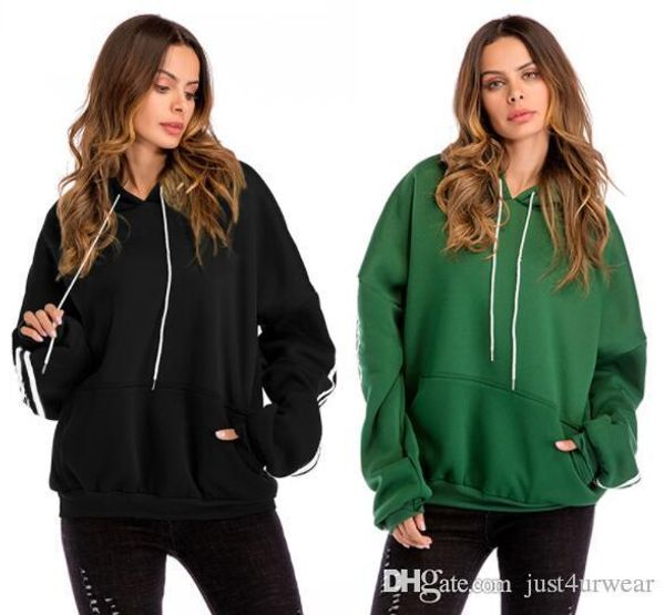 

зимние толстовки женщин streetwear сыпучие вскользь кофты с длинным рукавом arm полосатый дизайн толстовки plus size, Black