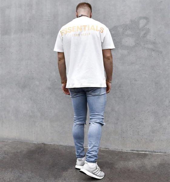 

20ss hip hop 6th fear of god essentials complexcon long beach 3m reflective tee skateboard tshirt fog men women short sleeve casual t shirt, White;black
