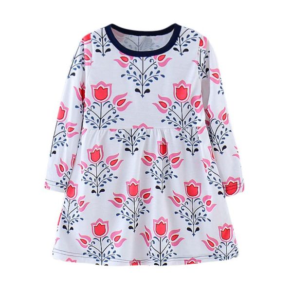 

2020 girl cotton dress toddler kids baby girls floral print princess party dress clothes outfits children girl vestido, Red;yellow