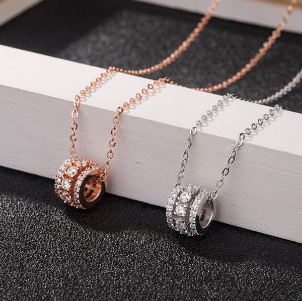 

очарование женщины роскошные s925 стерлингового серебра три кольца цилиндрические xiaoman талия ожерелье с пробуренной полой ключицы цепи юв, Silver