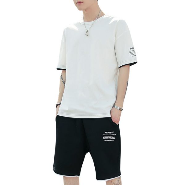 

men's tracksuits 2021 summer suit short-sleeved t-shirt men clothes 52068, Gray