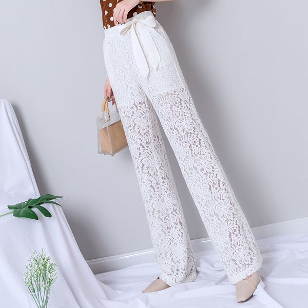 Compre Pantalones Anchos De Encaje Blanco Pantalon De Mujer Verano