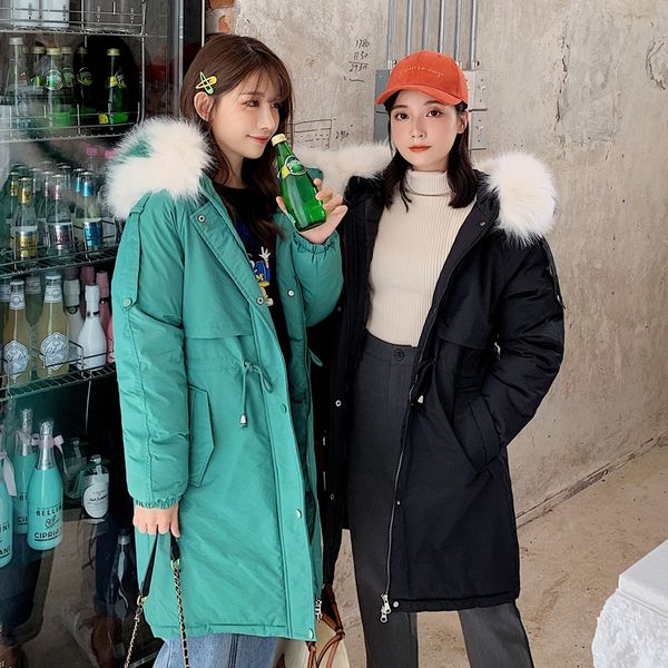 

wholesale winter women's new down jacket long down jacket loose cotton jacket size s-3xl, Black