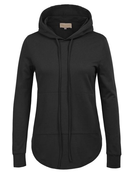 

outdoor hoodies sport drawstring women loose winter autumn comfy long sleeve cotton casual, Black