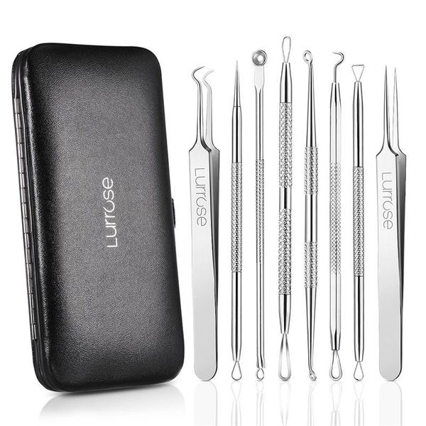 

lurrose 8pcs blackhead remover tools kit stainless steel acne removal extractor tool set for blemishes whiteheads pimples