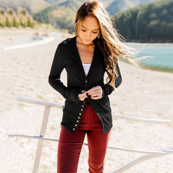 

women casual thin sweater cardigan button front v neck long sleeve solid elegant sueter mujer open stitch slim outwear knit coat, White;black