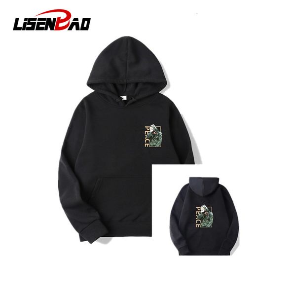 

lisenbao мужчины пуловер крупногабаритные толстовки lose hip hop street толстовки frauen streetwear hooded mens solid color hoodie e003a, Black