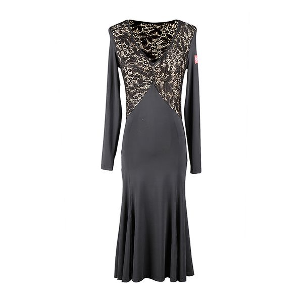 

latin dress for women black lace stitching rumba salsa cha cha tango samba performance dance wear practice dresses dc1355, Black;red