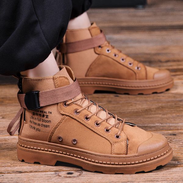 

yrrfuot autumn new men work shoes fashion comfortable men boots sneakers trend breathable non-slip casual shoes 44, Black