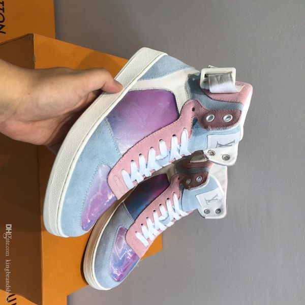 

новейшая классическая 2019 роскошного дизайн высокой верхней пара обувь плоская случайная спортивная обувь мода цветы досуг кроссовки лазер, Black