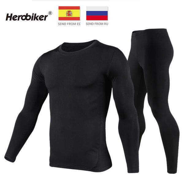 

herobiker motorcycle thermal underwear set men's motorcycle skiing winter warm base layers tight long johns & pants set