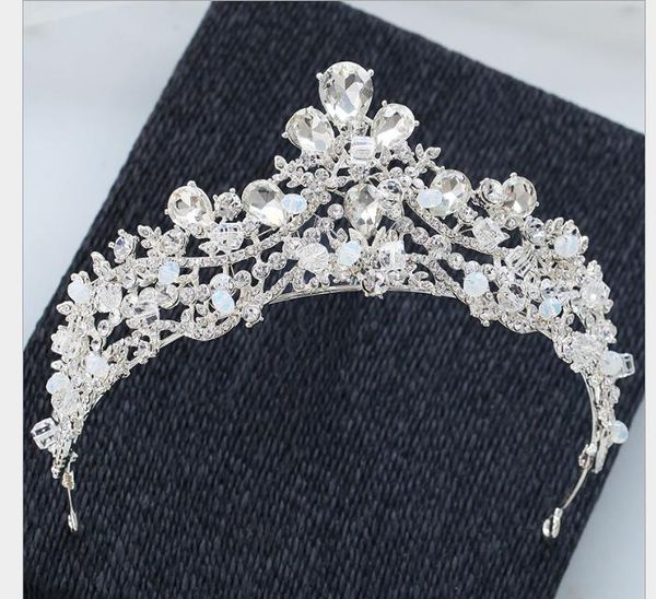 

crown diamond new dress white yarn accessories european and american atmosphere baroque crown hairdress, Slivery;golden