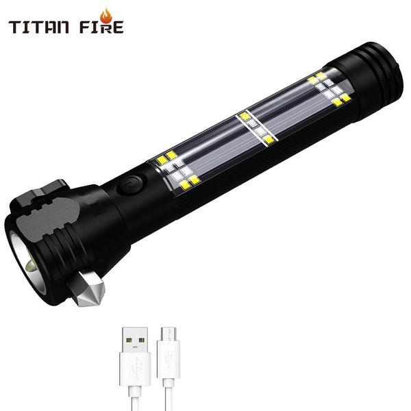 

new led flashlight 5000 lumens solar power usb rechargeable tactical multi-function torch car emergency tool compass