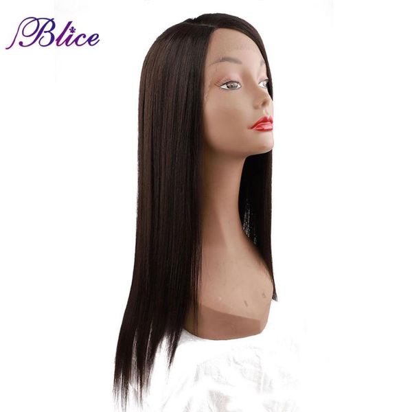 

blice synthetic lace front wig 150% density side part long straight hair wigs heat resistant fiber for women, Black