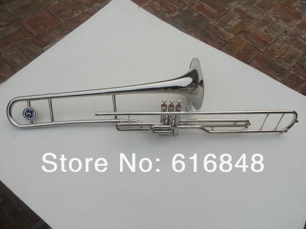 Nuova alta qualità 3 Keys Tenor Trenombone 85 Tubo di rame in lega argento placcato superficie musicale trombone per studente con boccaglio